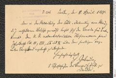 k.k. naturhistorisches Hofmuseum, Intendanzakten 1885-1896 (Hauer), Aktenzahl Z.246/1888, Seite 2